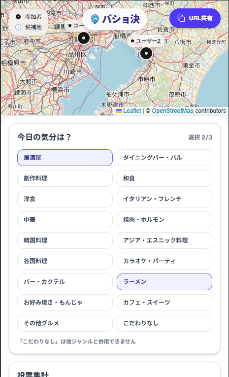 今日の気分を投票